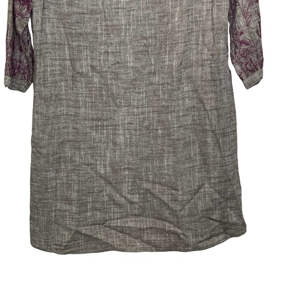 Uncle Frank Dress Size Small Gray Purple Floral Embroidery‎ Pockets Linen Blend - Picture 4 of 7